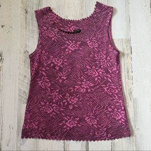 Chances R Floral Metallic Sparkle Tank Blouse
